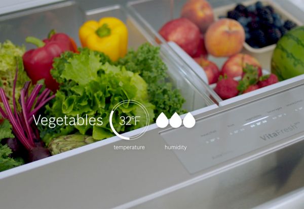 Fresh veggies in french door using VitaFresh in refrigerator