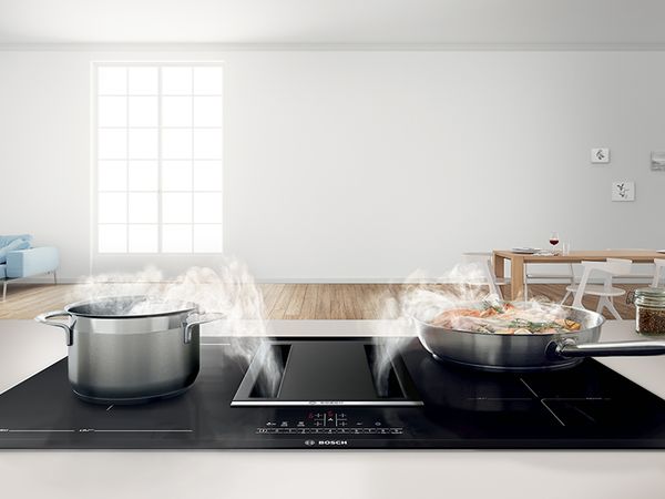 Hottes Bosch : hotte intégrée à la table de cuisson. 