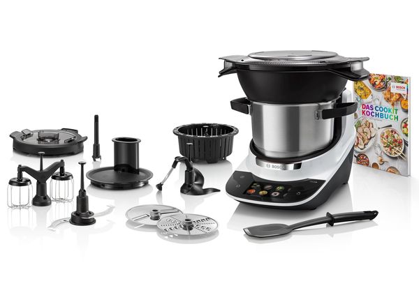 Bosch Cookit cook processer with accessories and the Cookit cookbook