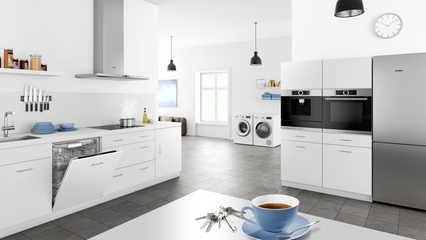 Kitchen interior with Bosch appliances.