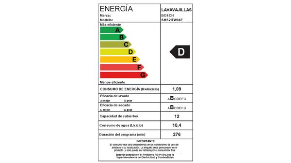 Serie 2 Lavavajillas de libre instalación 60 cm Blanco SMS2ITW04E SMS2ITW04E-12