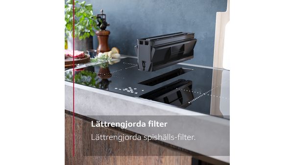 N 70 Induktionshäll med inbyggd fläkt 70 cm med ram T47TD7BN2 T47TD7BN2-6