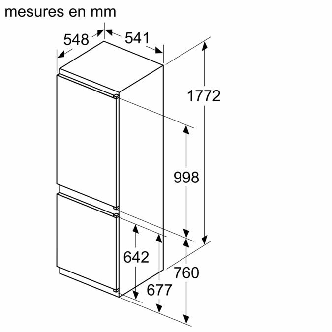 Série 2 Réfrigérateur combiné intégrable 177.2 x 54.1 cm Charnières à glissières KIV865SE0 KIV865SE0-11