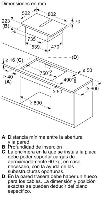 Serie 4 Placa de inducción con extractor integrado 80 cm sin perfiles PVS811B16E PVS811B16E-16