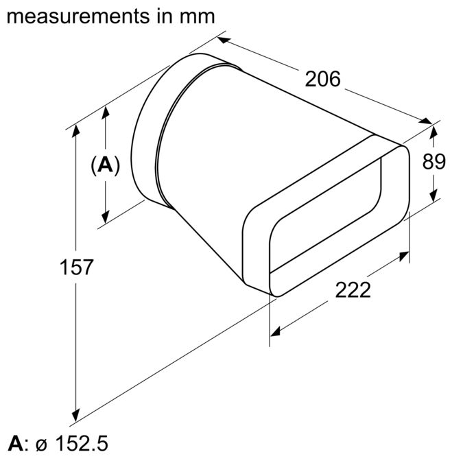 Adapter duct ⌀ 150 mm round-flat HEZ9VDSI0 HEZ9VDSI0-2