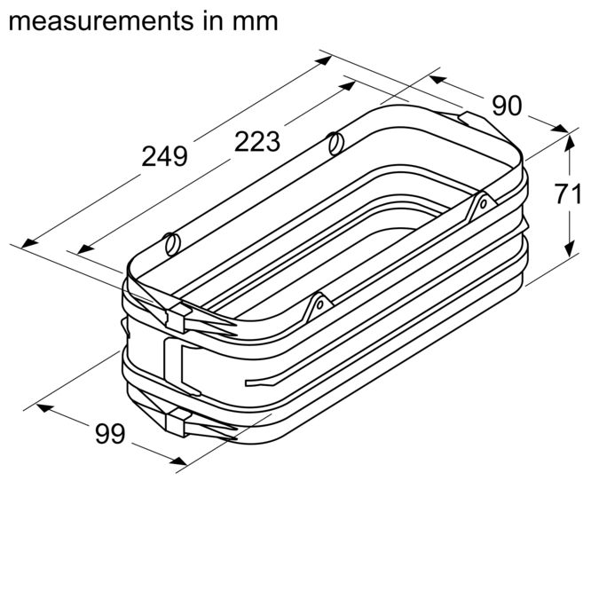 Flat duct 249 mm connector sleeve female HEZ9VDSS1 HEZ9VDSS1-2