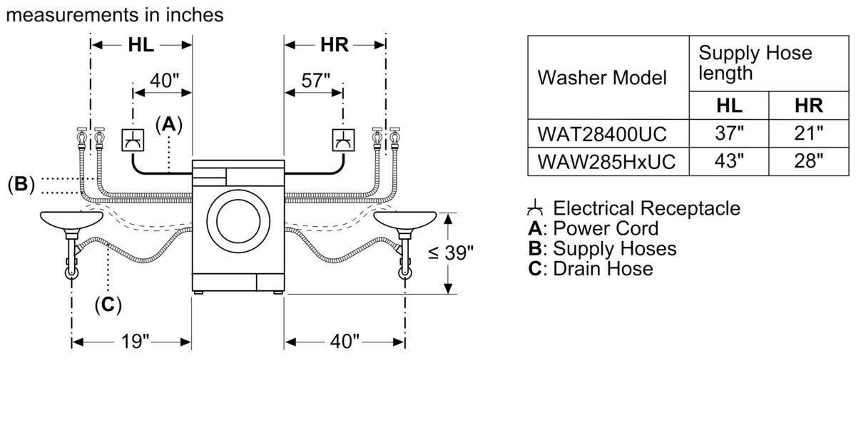 300 Series Compact Washer 1400 rpm WAT28400UC WAT28400UC-22