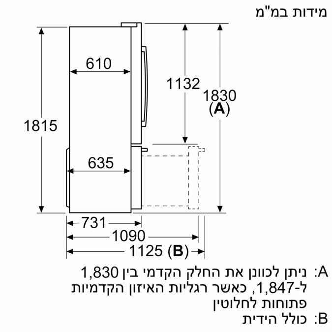 Kff96piep מקרר מרובה דלתות Bosch Il