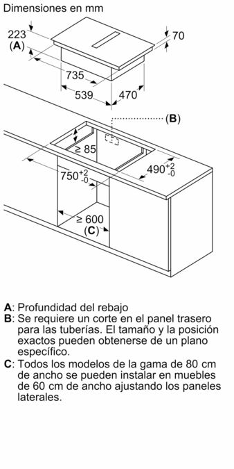 Serie 4 Placa de inducción con extractor integrado 80 cm sin perfiles PVS811B16E PVS811B16E-17