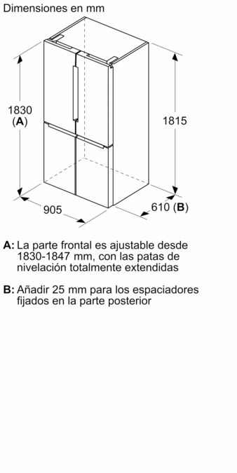 Serie 4 multi door 183 x 90.5 cm Acero antihuellas, Total No Frost KFN96APEA KFN96APEA-12