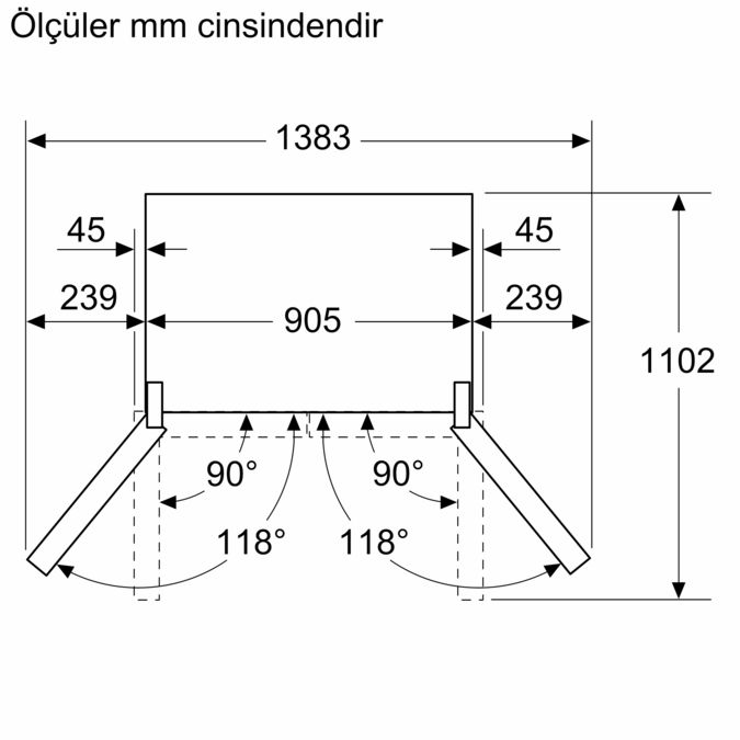 Serie 4 multi door 183 x 90.5 cm Kolay temizlenebilir Inox KFN96VPEA KFN96VPEA-14