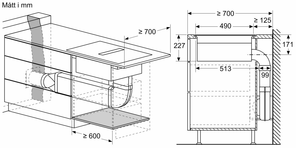 N 90 Induktionshäll med inbyggd fläkt 80 cm planmontering T58PL6EX2 T58PL6EX2-10