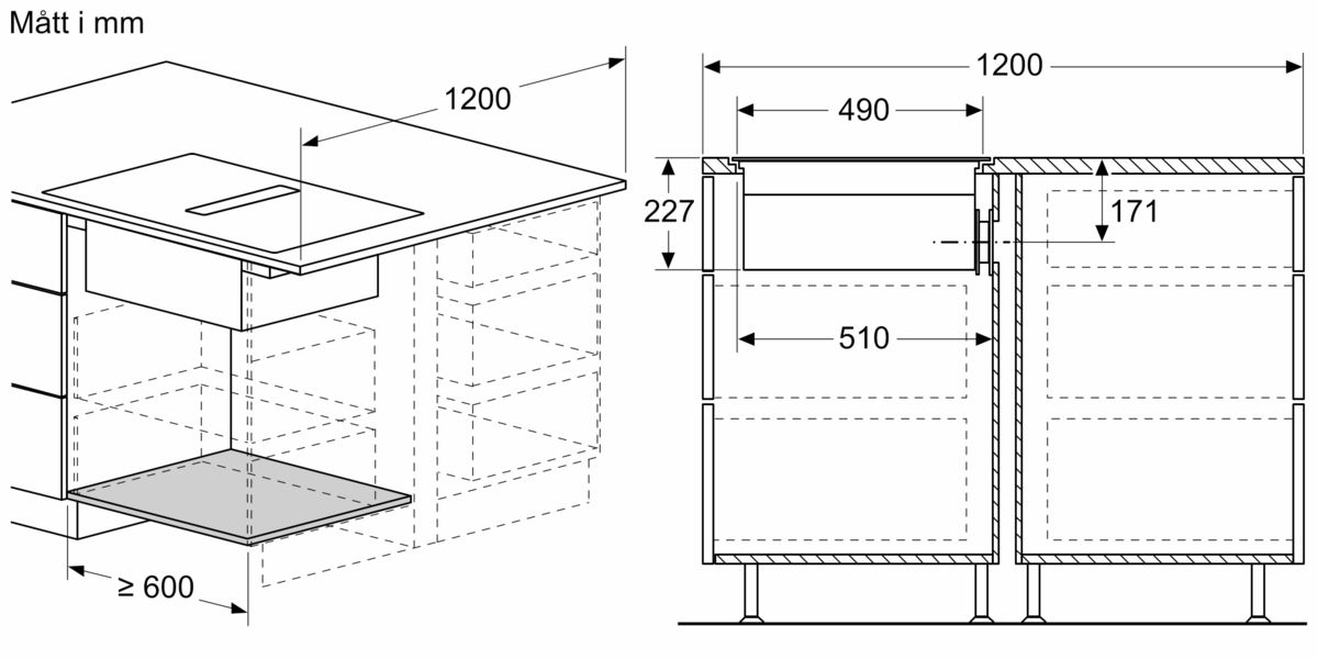 N 90 Induktionshäll med inbyggd fläkt 80 cm planmontering T58PL6EX2 T58PL6EX2-12