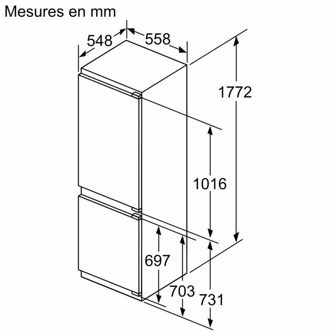 Série 6 Réfrigérateur combiné intégrable 177.2 x 55.8 cm Charnières pantographes SoftClose KIN86SDD0 KIN86SDD0-11