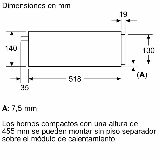 Serie 8 Módulo de calentamiento 60 x 14 cm Negro BIC7101B1 BIC7101B1-7