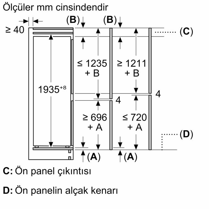 Serie 6 Alttan Donduruculu Ankastre Buzdolabı 193.5 x 70.8 cm softClosing Düz Menteşe KBN96ADD0 KBN96ADD0-8