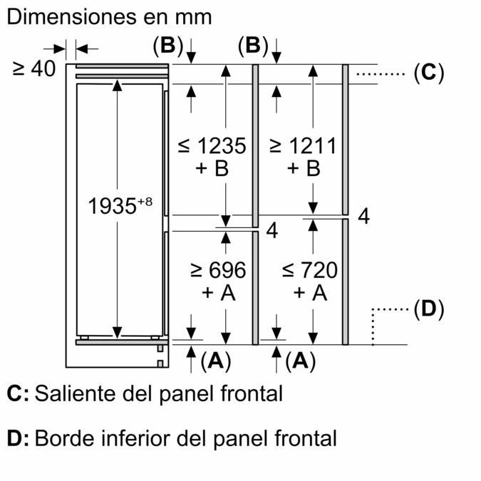 Serie 4 Frigorífico combinado integrable 193.5 x 70.8 cm Puerta fija KBN96VFE0 KBN96VFE0-10
