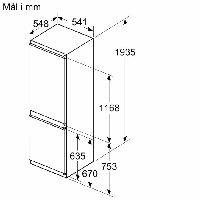 iQ100 Integrerbart køle-/fryseskab 193.5 x 54.1 cm glidende hængsel KI96NNSE0 KI96NNSE0-15