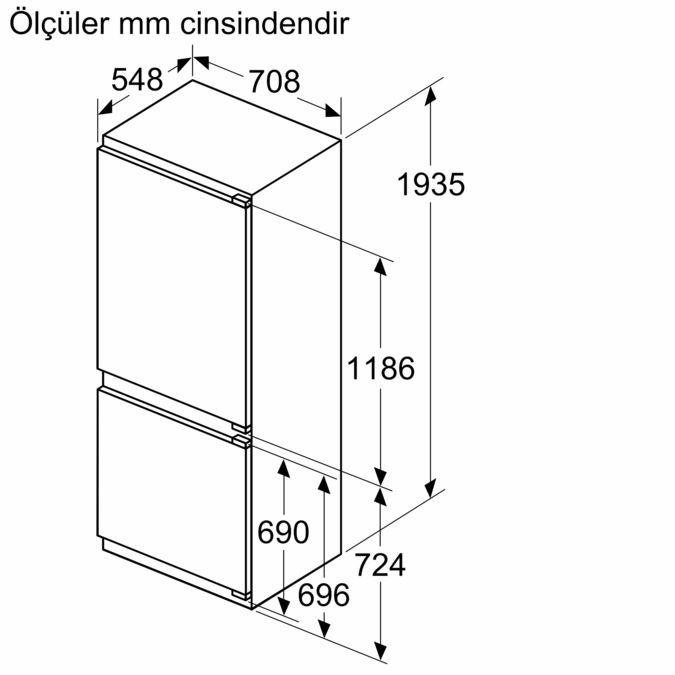 Serie 6 Alttan Donduruculu Ankastre Buzdolabı 193.5 x 70.8 cm softClosing Düz Menteşe KBN96ADD0 KBN96ADD0-9