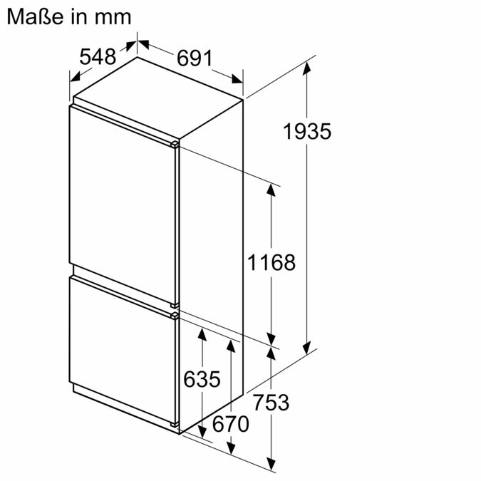 Serie 2 Einbau-Kühl-Gefrier-Kombination mit Gefrierbereich unten 193.5 x 69.1 cm Schleppscharnier KBN96NSE0 KBN96NSE0-7