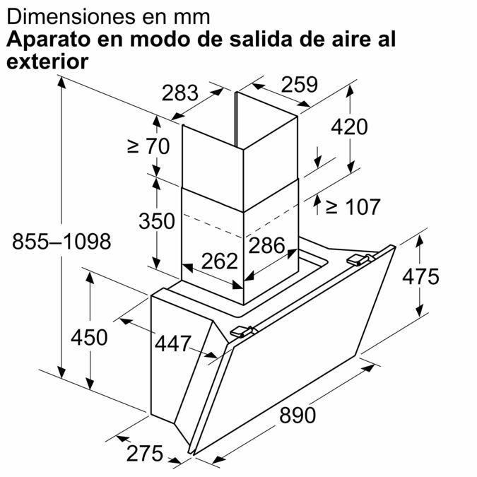 Serie 8 Campana decorativa de pared 90 cm Cristal blanco DWK91LT20 DWK91LT20-10