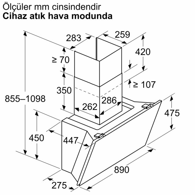 Serie 8 Duvar Tipi Davlumbaz 90 cm Siyah Cam DWK91LT60 DWK91LT60-10