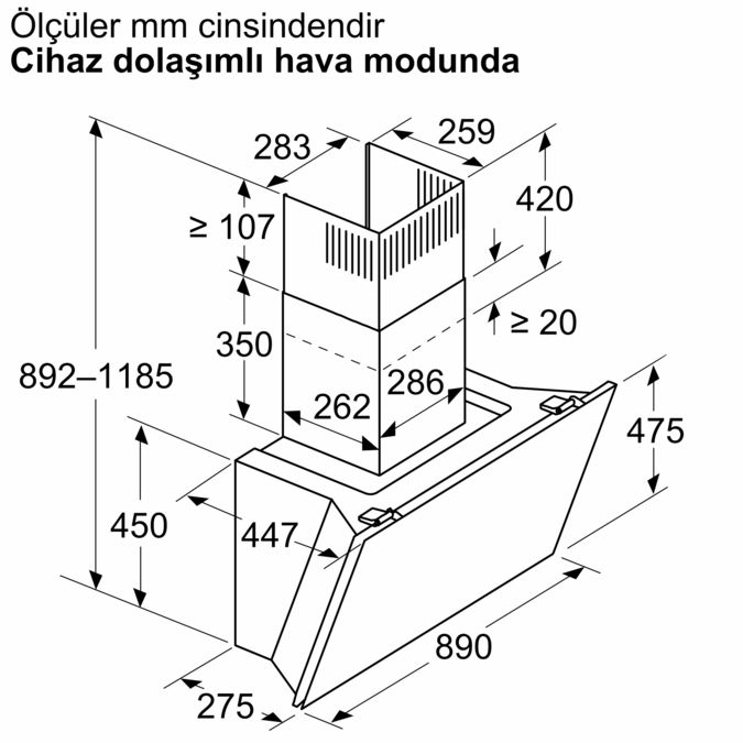 Serie 8 Duvar Tipi Davlumbaz 90 cm Siyah Cam DWK91LT60 DWK91LT60-8