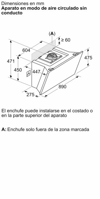 Serie 8 Campana decorativa de pared 90 cm Cristal blanco DWK91LT20 DWK91LT20-9