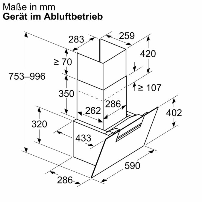 Serie 4 Wandesse 60 cm Klarglas schwarz bedruckt DWK67FN60 DWK67FN60-7