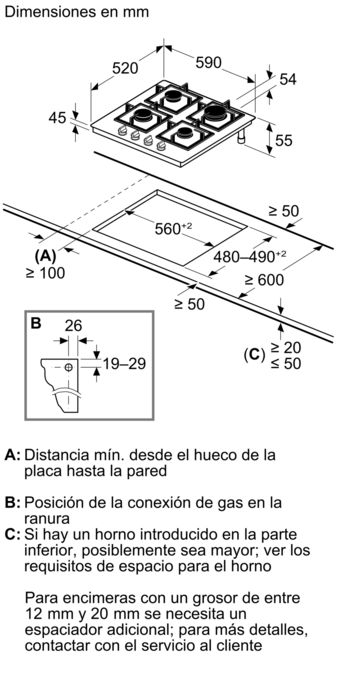 Serie 6 Placa de gas 60 cm Vidrio templado, Negro PPP6A6I10 PPP6A6I10-7