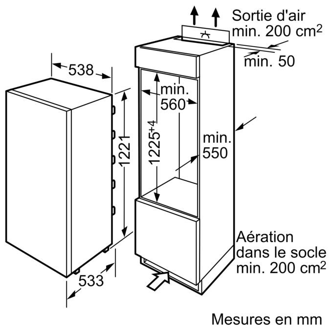 Serie | 6 Réfrigérateur VitaFresh Intégrable charnières plates KIF24A61 KIF24A61-3