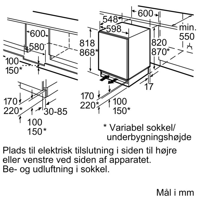 Serie | 6 Indbygningskøleskab med fryser 82 x 60 cm KUL15A60 KUL15A60-5