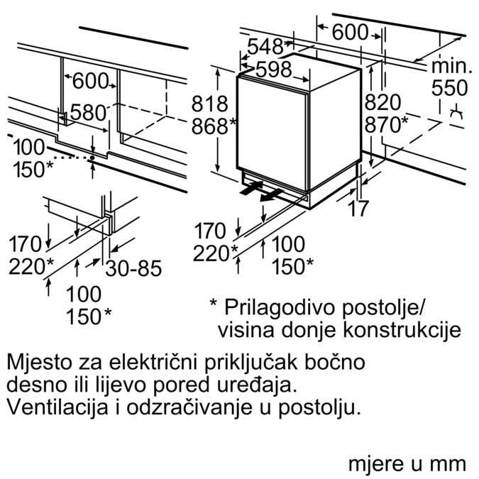 Serie | 6 Podgradbeni hladnjak s odjeljkom zamrzivača 82 x 60 cm KUL15A65 KUL15A65-7