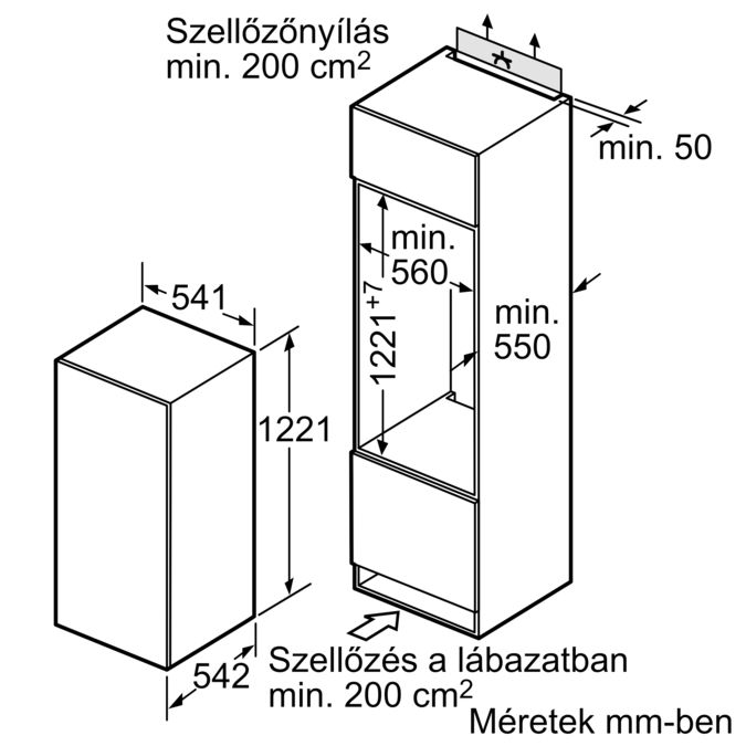Serie | 2 Beépíthető hűtőkészülék fagyasztórekesszel 122.5 x 56 cm KIL24V60 KIL24V60-5