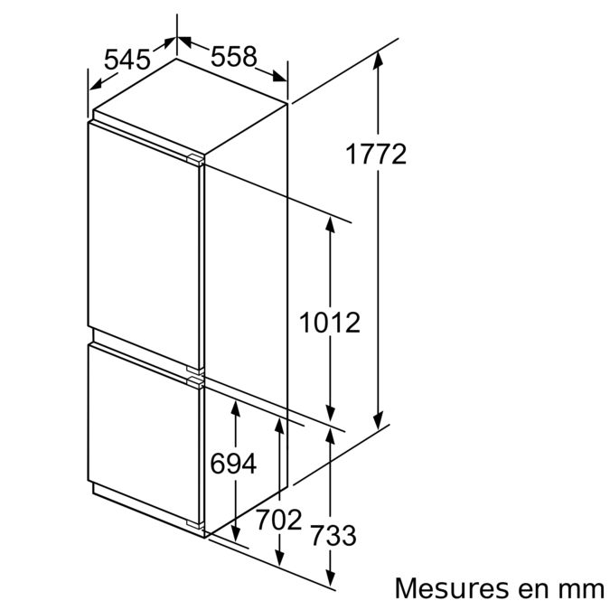 Série 8 Réfrigérateur-congélateur intégrable avec compartiment congélation en bas 177.2 x 55.8 cm charnières pantographes KIF86PFE0 KIF86PFE0-8