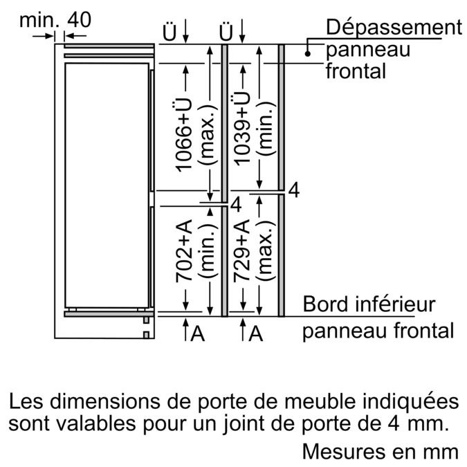 Série 8 Réfrigérateur-congélateur intégrable avec compartiment congélation en bas 177.2 x 55.8 cm charnières pantographes KIF86PFE0 KIF86PFE0-10