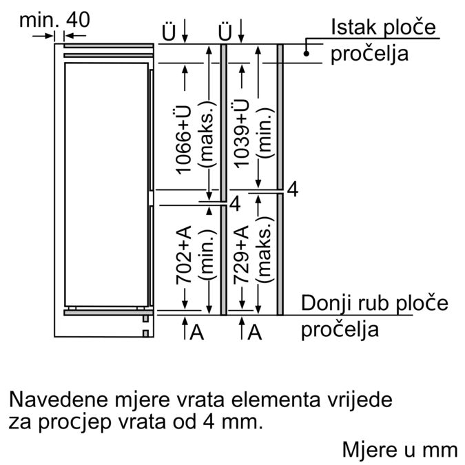 Serie 6 Ugradbeni hladnjak sa zamrzivačem na dnu 177.2 x 55.8 cm fiksna šarka KIS86AFE0 KIS86AFE0-9