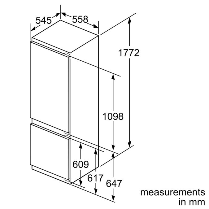 integrated fridge depth