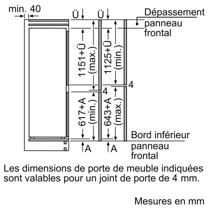 Série 6 Réfrigérateur-congélateur intégrable avec compartiment congélation en bas 177.2 x 55.8 cm charnières pantographes KIS87AFE0 KIS87AFE0-10