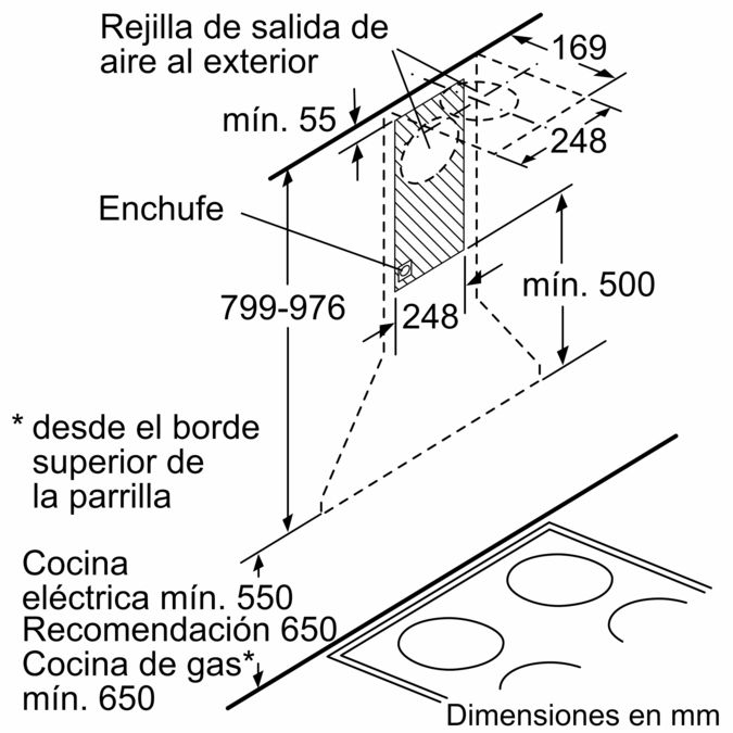 Campana extractora piramidal acero inoxidable de 90 cm Balay