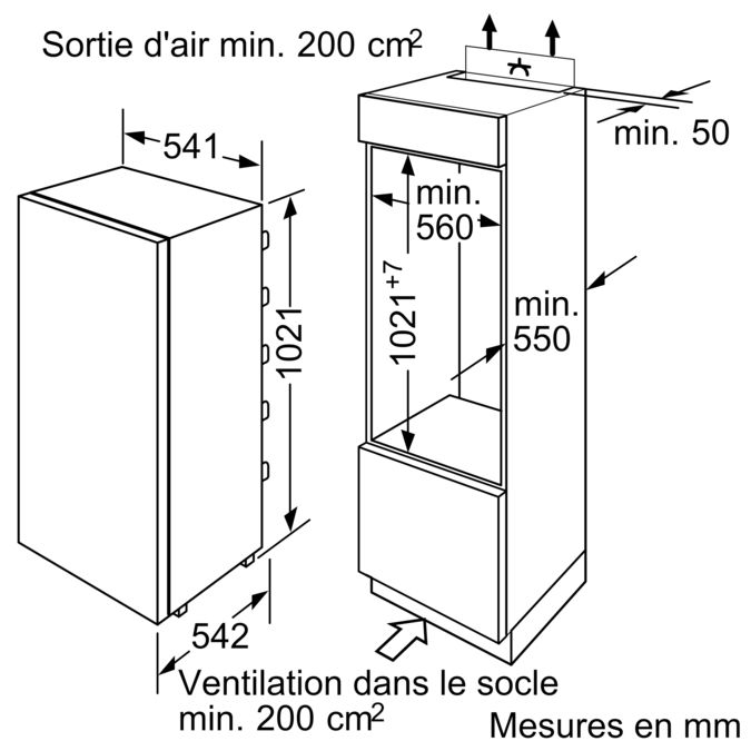 Serie | 2 réfrigérateur intégrable 102.5 x 56 cm KIR20V60 KIR20V60-5