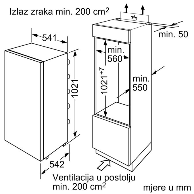 Serie | 2 Ugradbeni hladnjak 102.5 x 56 cm KIR20V21FF KIR20V21FF-5