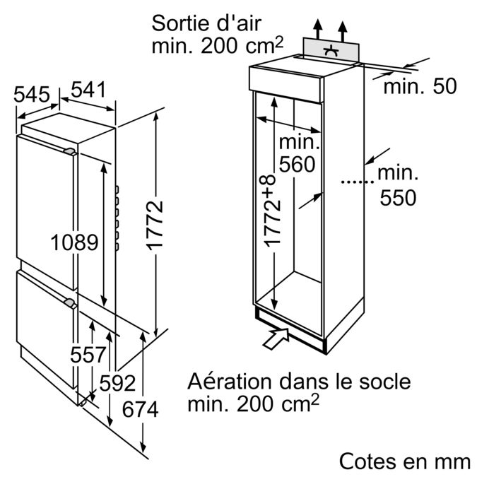 Série 2 Réfrigérateur combiné intégrable 177.2 x 54.1 cm sliding hinge KIV38V20FF KIV38V20FF-7