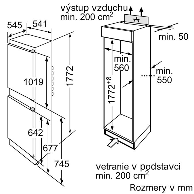 Serie | 2 Zabudovateľná chladnička s mrazničkou dole 177.2 x 54.1 cm sliding hinge KIV34X20 KIV34X20-9