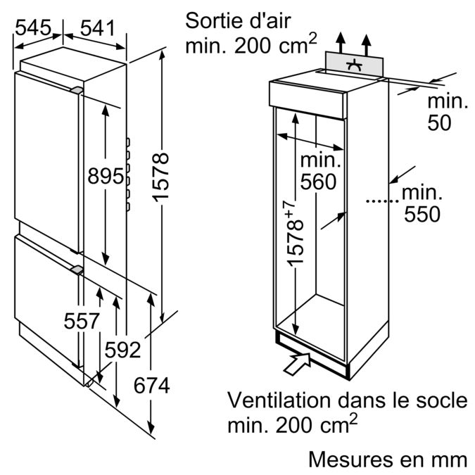 Série 2 Réfrigérateur combiné intégrable 157.8 x 54.1 cm KIV28V20FF KIV28V20FF-5