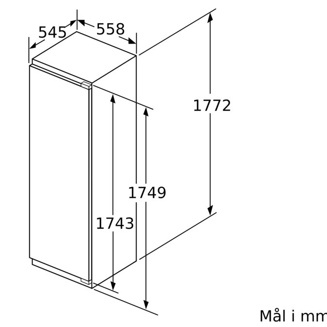 Serie 8 Integrerbart køleskab 177.5 x 56 cm fladhængsel med dæmpet lukning (soft close) KIF81HDD0 KIF81HDD0-6