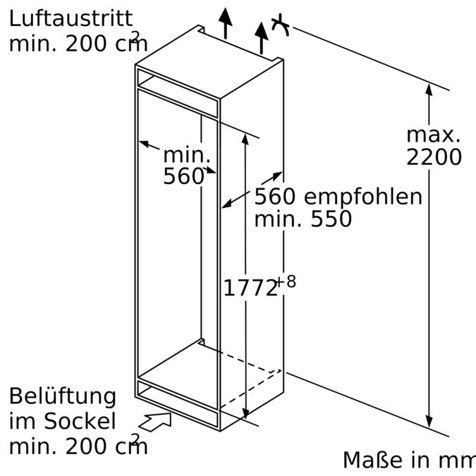 Serie 8 Einbau-Kühlschrank mit Gefrierfach 177.5 x 56 cm Flachscharnier KIF82PFF0 KIF82PFF0-8