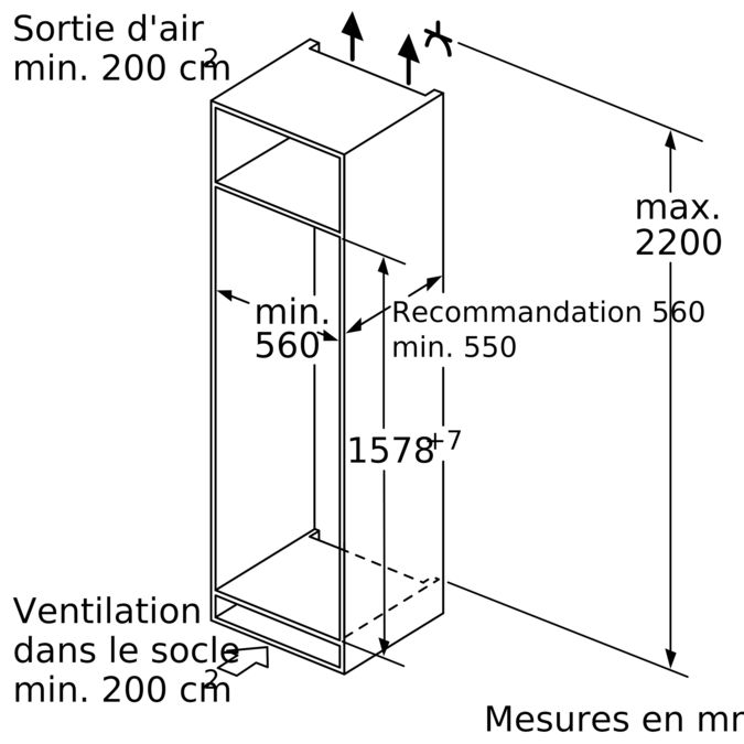 Serie | 6 Réfrigérateur-congélateur intégrable avec compartiment congélation en bas 157.8 x 55.8 cm KIS77AD40 KIS77AD40-3