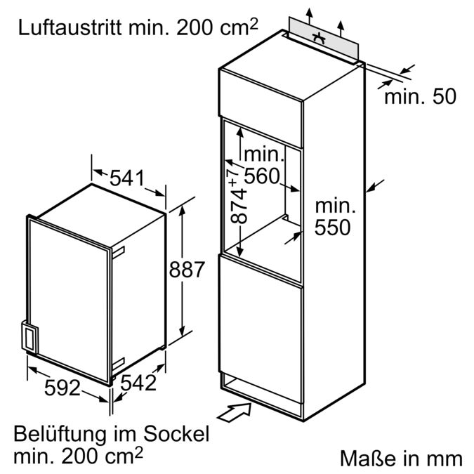 Serie | 4 Kühlschrank integrierbar Flachscharnier mit Dekortüre KFR18A60 KFR18A60-3