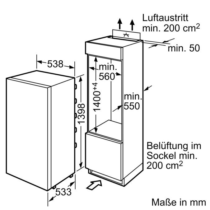 Serie | 6 Kühlautomat VitaFresh Integrierbar Flachscharnier KIF25A61 KIF25A61-2